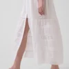 Lace-Trim Tiered Midi Shirtdress