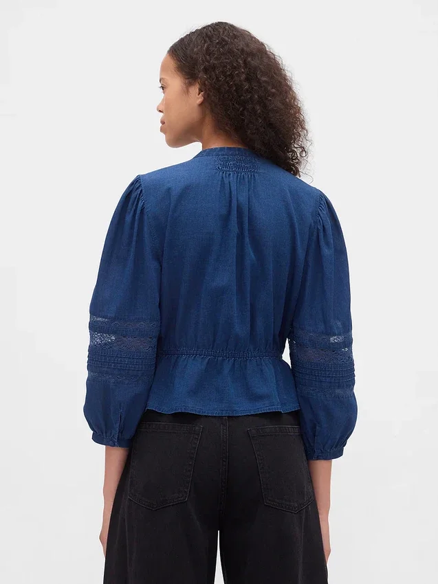 Lace-Trim Voile Top