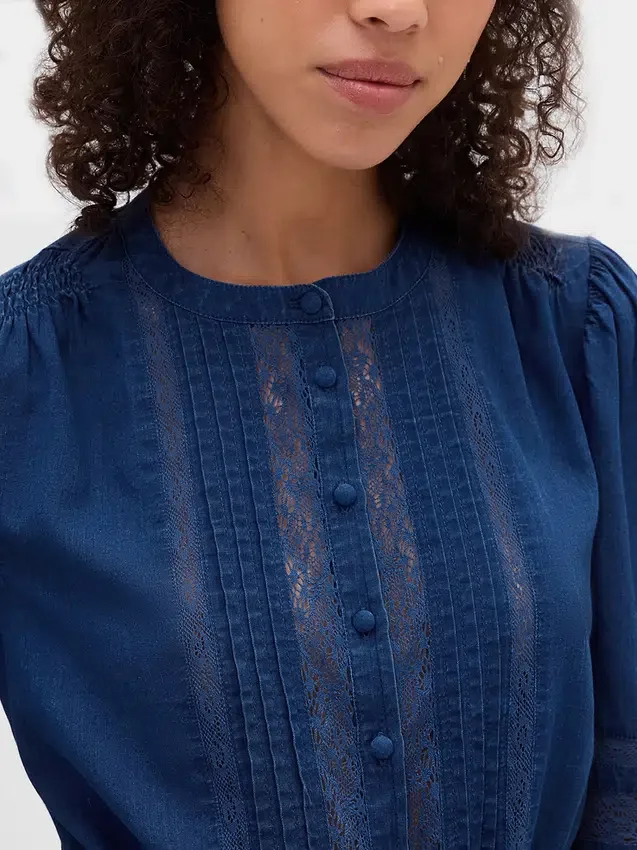 Lace-Trim Voile Top