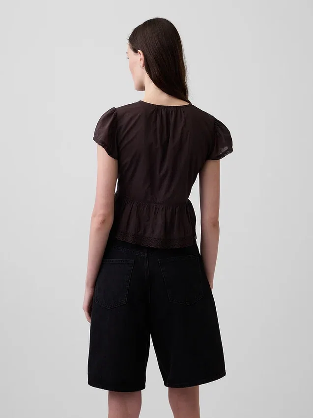 Lace Voile Peplum Crop Top
