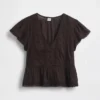 Lace Voile Peplum Crop Top