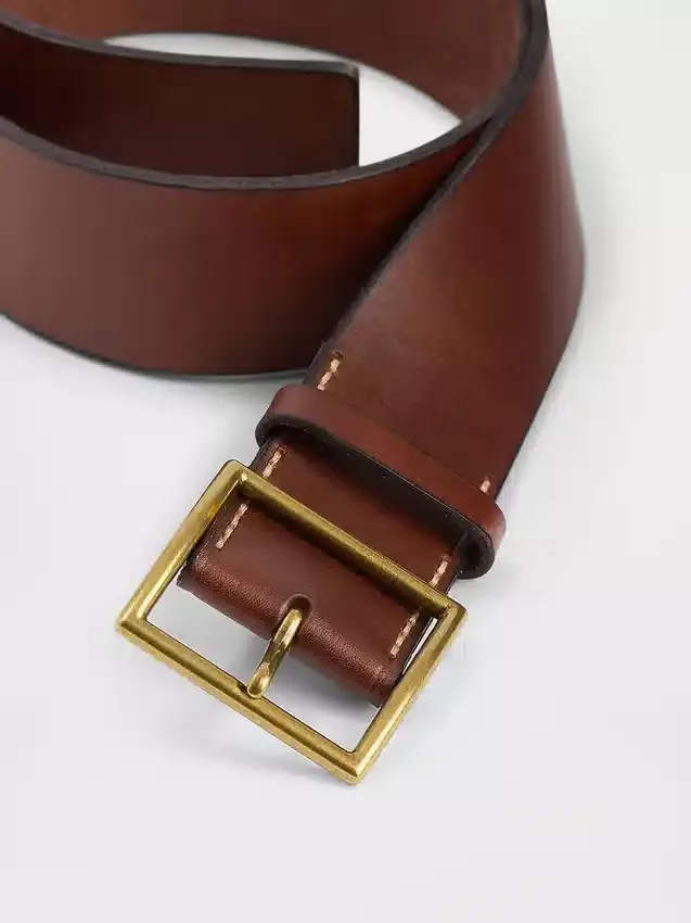 Leather Square-Buckle Belt