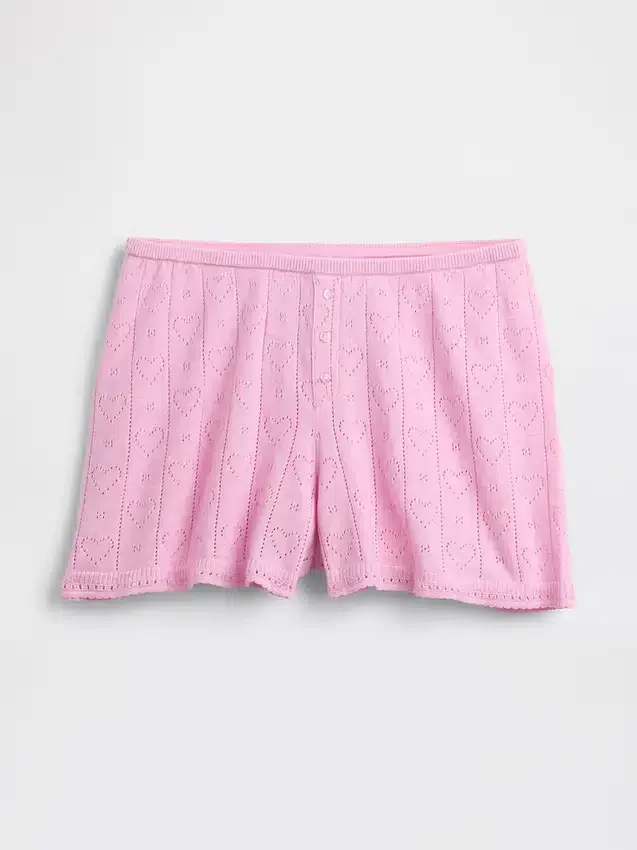 Lightweight Cashsoft Pointelle Heart Pj Shorts