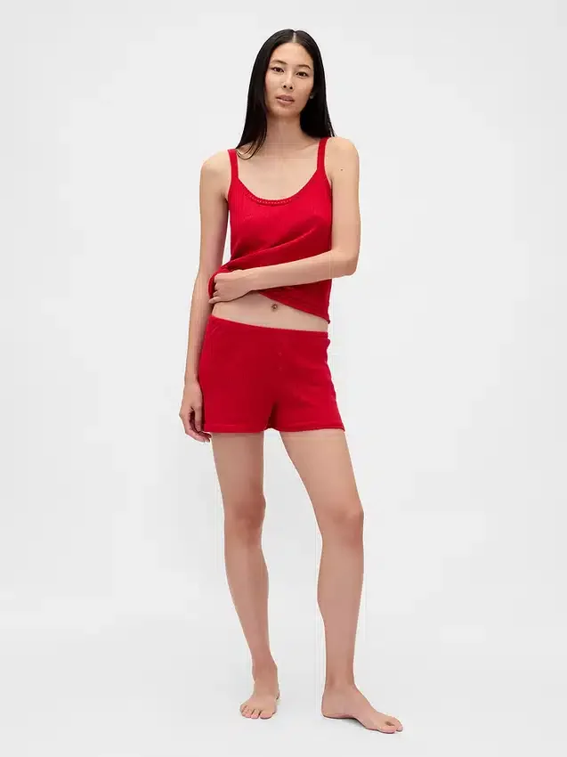 Lightweight Cashsoft Pointelle Heart Pj Tank Top