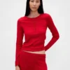 Lightweight Cashsoft Pointelle Heart Pj Top