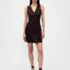 Linen-Blend Asymmetrical Mini Dress