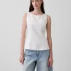 Linen-Blend Boatneck Top