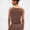 Linen-Blend Button-Front Shell Top