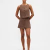 Linen-Blend Button-Front Shell Top