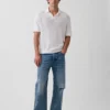 Linen-Blend Camp Polo Sweater Shirt