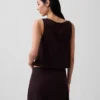 Linen-Blend Crop Shell Tank Top