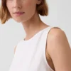 Linen-Blend Crop Shell Tank Top