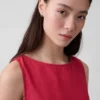 Linen-Blend Crop Shell Tank Top