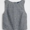 Linen-Blend Crop Shell Tank Top