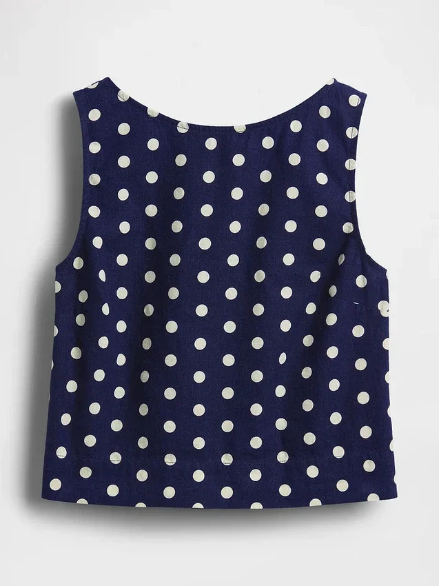 Linen-Blend Crop Shell Tank Top