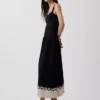 Linen-Blend Drop-Waist Corset Maxi Dress
