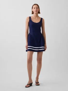 Linen-Blend Drop-Waist Mini Dress