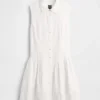 Linen-Blend Drop-Waist Mini Shirtdress