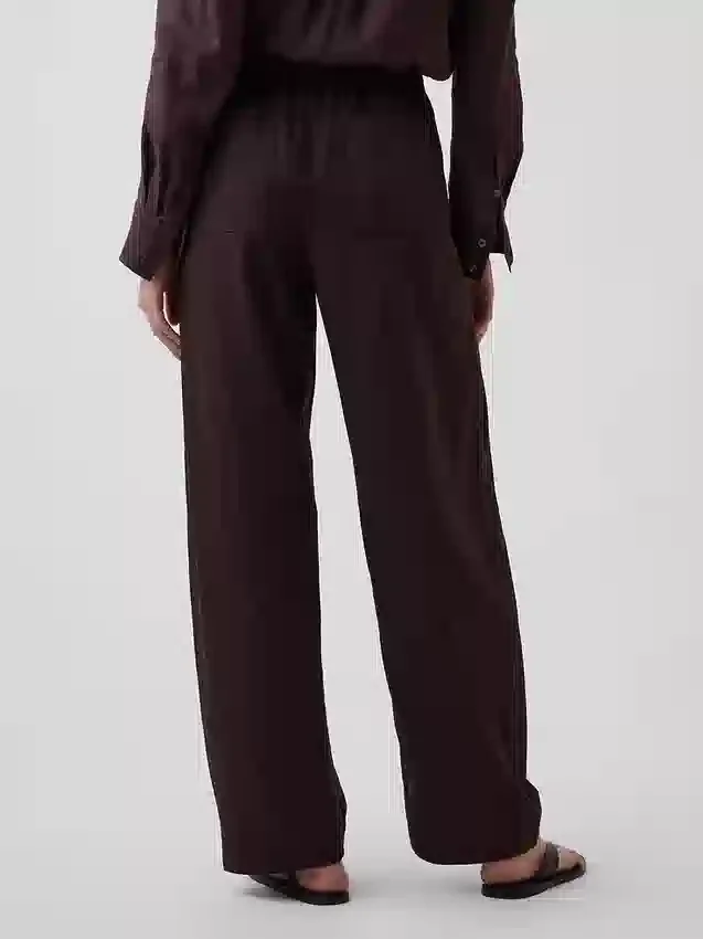Linen-Blend Easy Barrel Pants