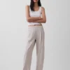 Linen-Blend Easy Barrel Pants