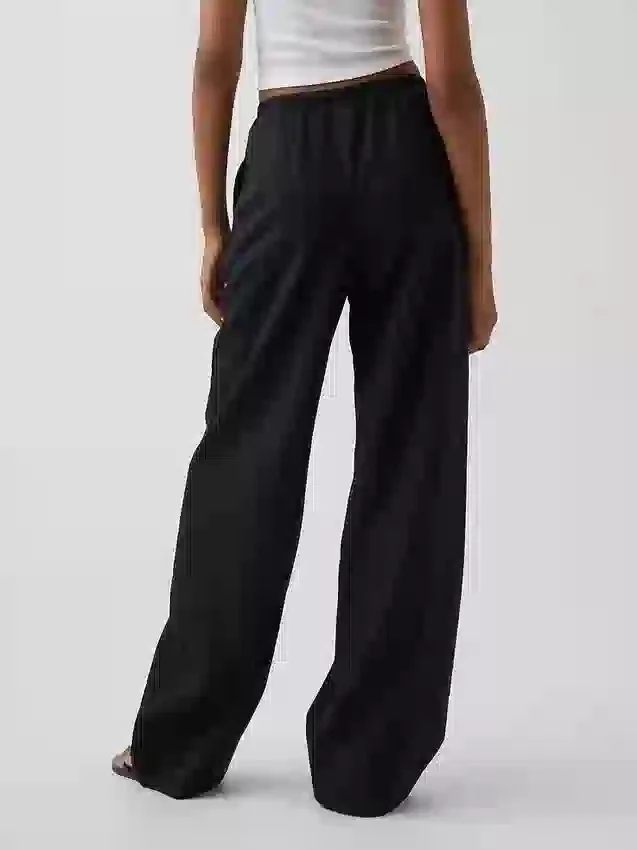 Linen-Blend Easy Wide-Leg Pants
