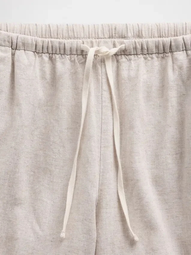 Linen-Blend Easy Wide-Leg Pants