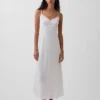 Linen-Blend Embroidered Midi Dress