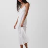 Linen-Blend Embroidered Midi Dress