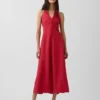Linen-Blend Halter Maxi Dress