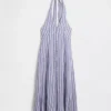 Linen-Blend Halter Maxi Dress