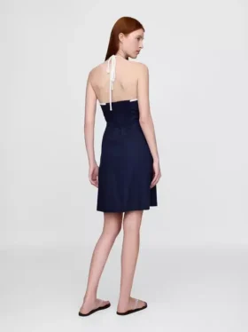 Linen-Blend Halter Mini Dress