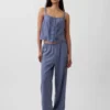 Linen-Blend Lace-Hem Pj Pants