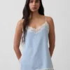 Linen-Blend Lace-Trim Cami