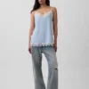 Linen-Blend Lace-Trim Cami