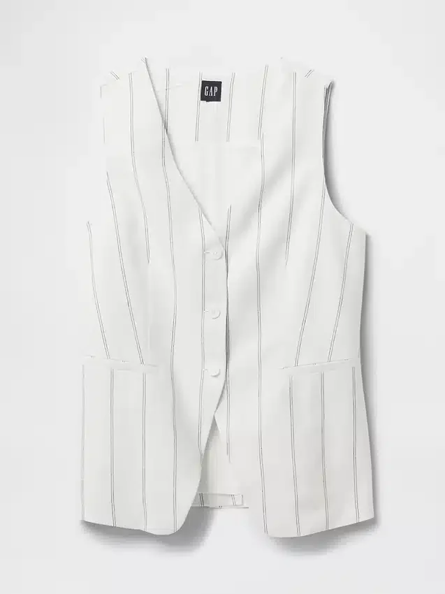 Linen-Blend Longline Vest