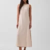 Linen-Blend Maxi Shift Dress