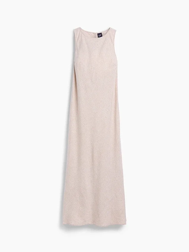 Linen-Blend Maxi Shift Dress