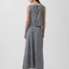 Linen-Blend Maxi Slip Skirt