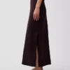 Linen-Blend Maxi Slip Skirt