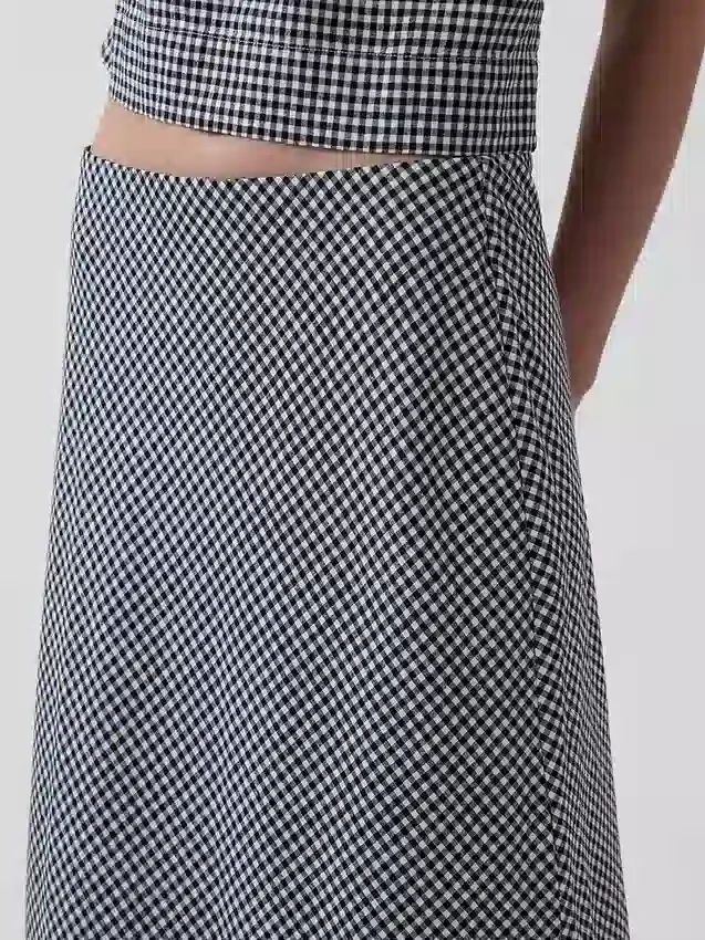Linen-Blend Maxi Slip Skirt