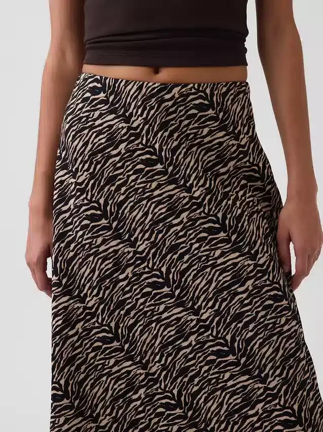 Linen-Blend Maxi Slip Skirt