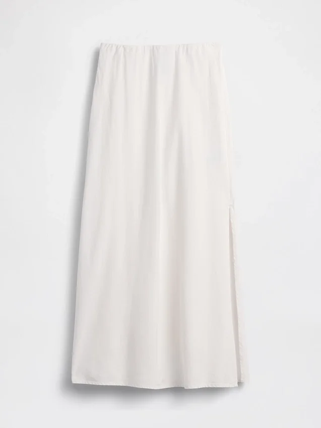 Linen-Blend Maxi Slip Skirt