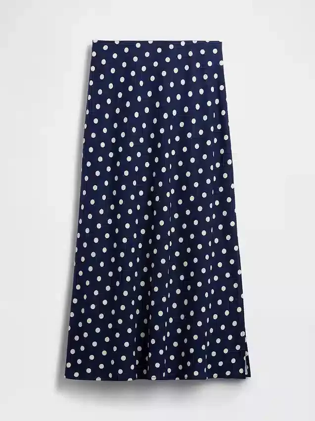 Linen-Blend Maxi Slip Skirt