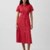 Linen-Blend Midi Shirtdress