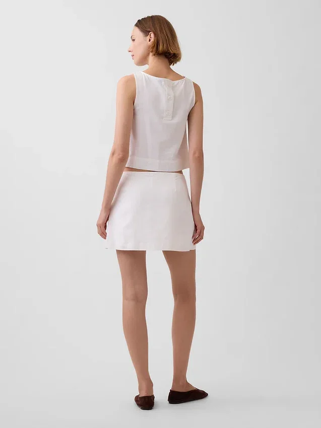 Linen-Blend Mini Skort