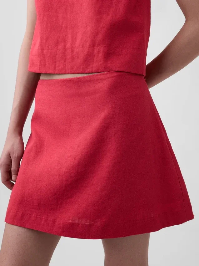 Linen-Blend Mini Skort