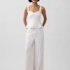 Linen-Blend Peplum Top