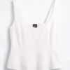 Linen-Blend Peplum Top