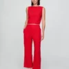 Linen-Blend Relaxed Straight Ankle Pants