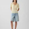 Linen-Blend Relaxed V-Neck T-Shirt